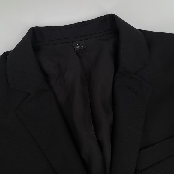 J Crew Crewcuts Ludlow Blazer Kids 16 Loro Piana Wool Black Solid 2 Btn Jacket